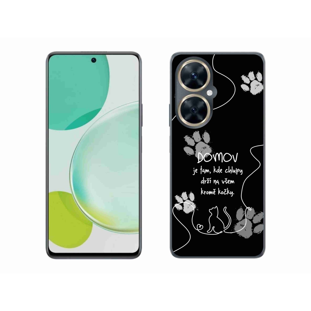 Gél borító mmCase a Huawei Nova 11i készülékhez - macska motívum fekete háttérrel