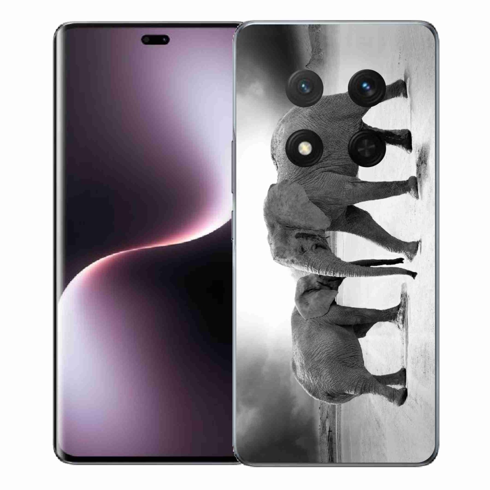 Zselés borítás mmCase a Honor Magic 7 Lite 5G számára - fekete és fehér elefántok