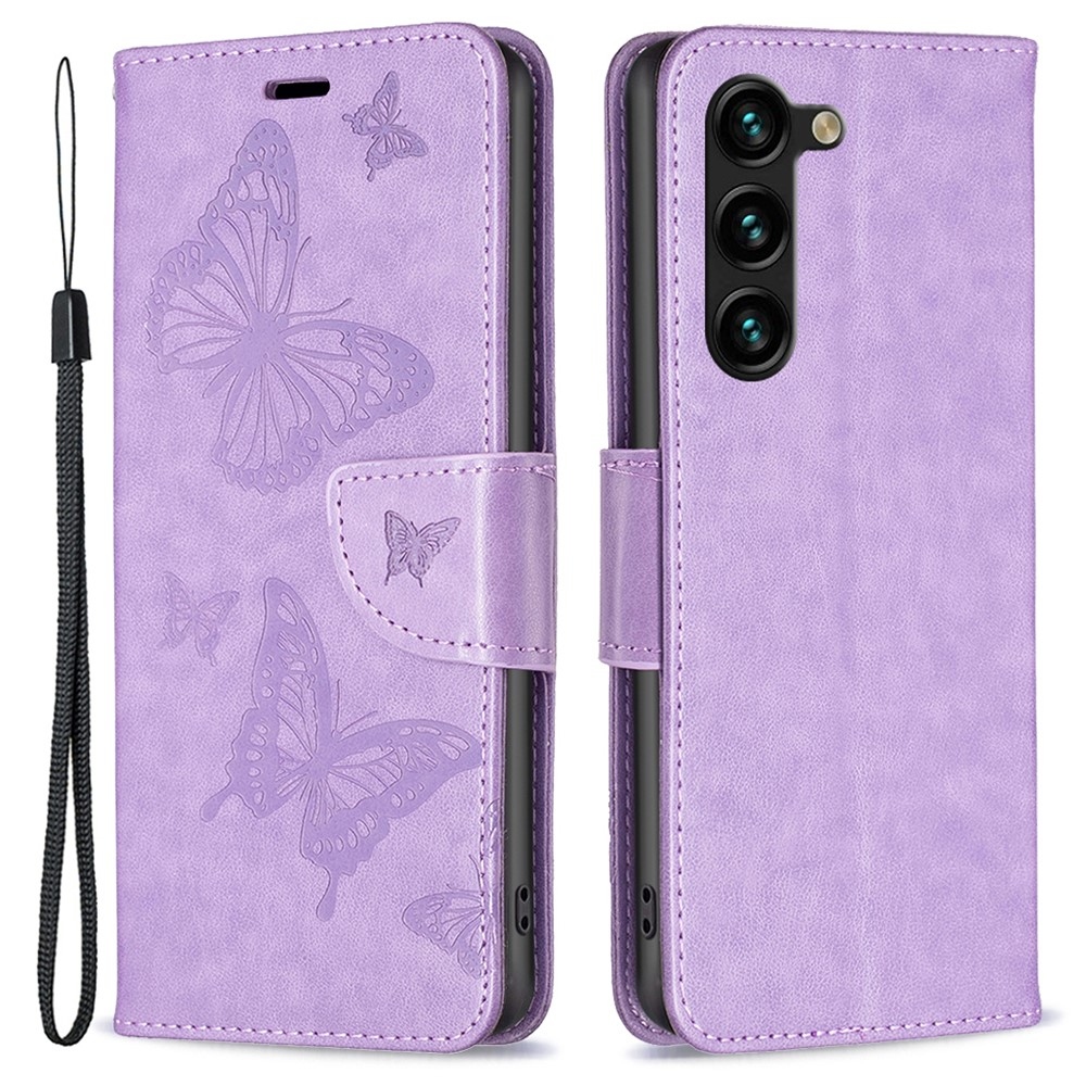 Pillangó könyv tok Samsung Galaxy S24+/S25+ készülékhez - világos lila