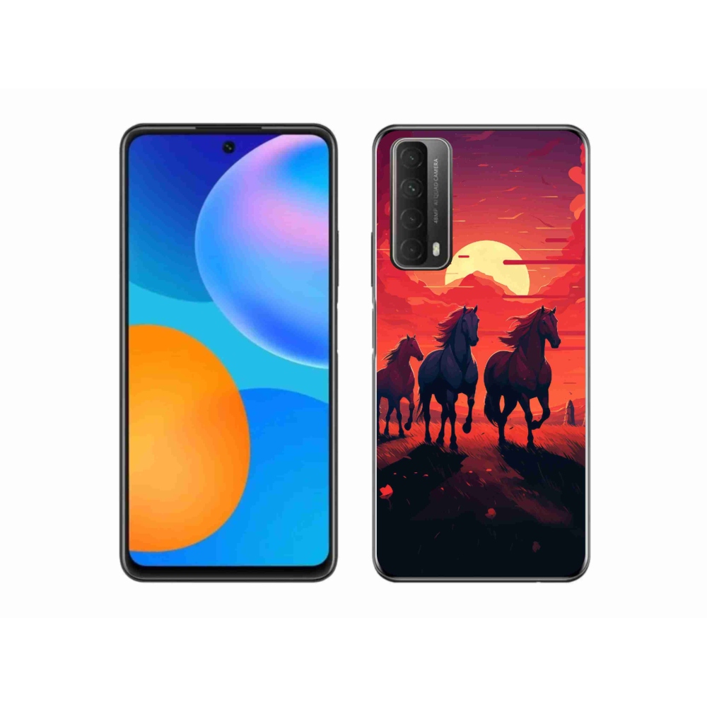 Gél borító mmCase a Huawei P Smart (2021) - lovak és naplemente