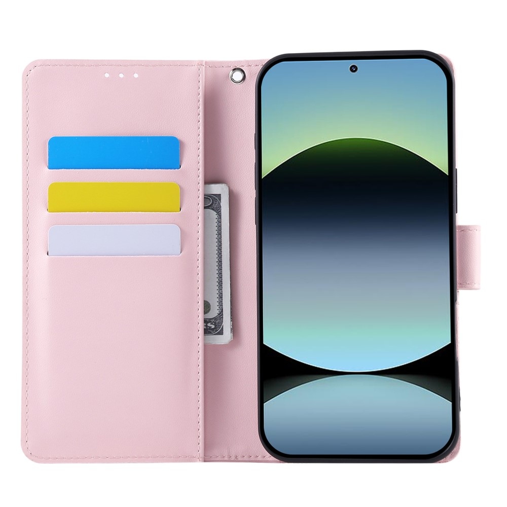 Rózsaszín könyv tok a Xiaomi Poco M7 Pro 5G/Note 14 5G számára - rózsa arany