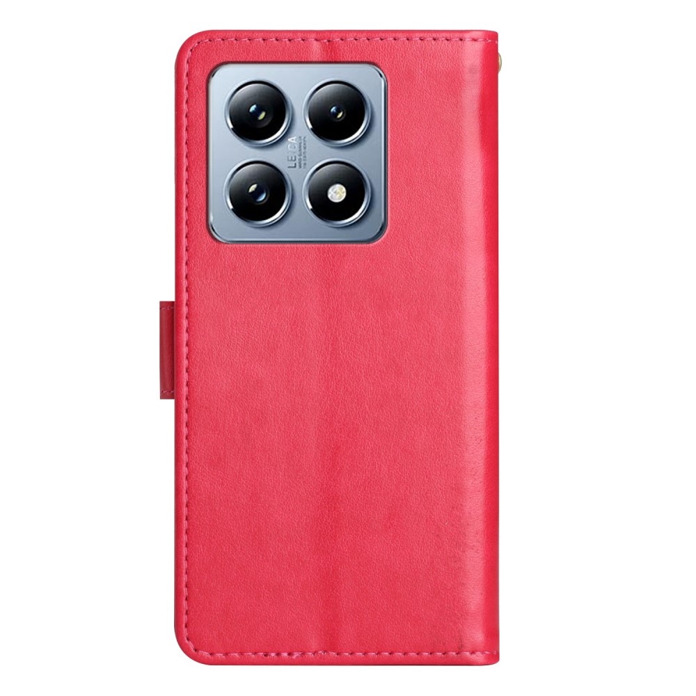 Virágok könyv tok a Xiaomi 14T-hez - piros