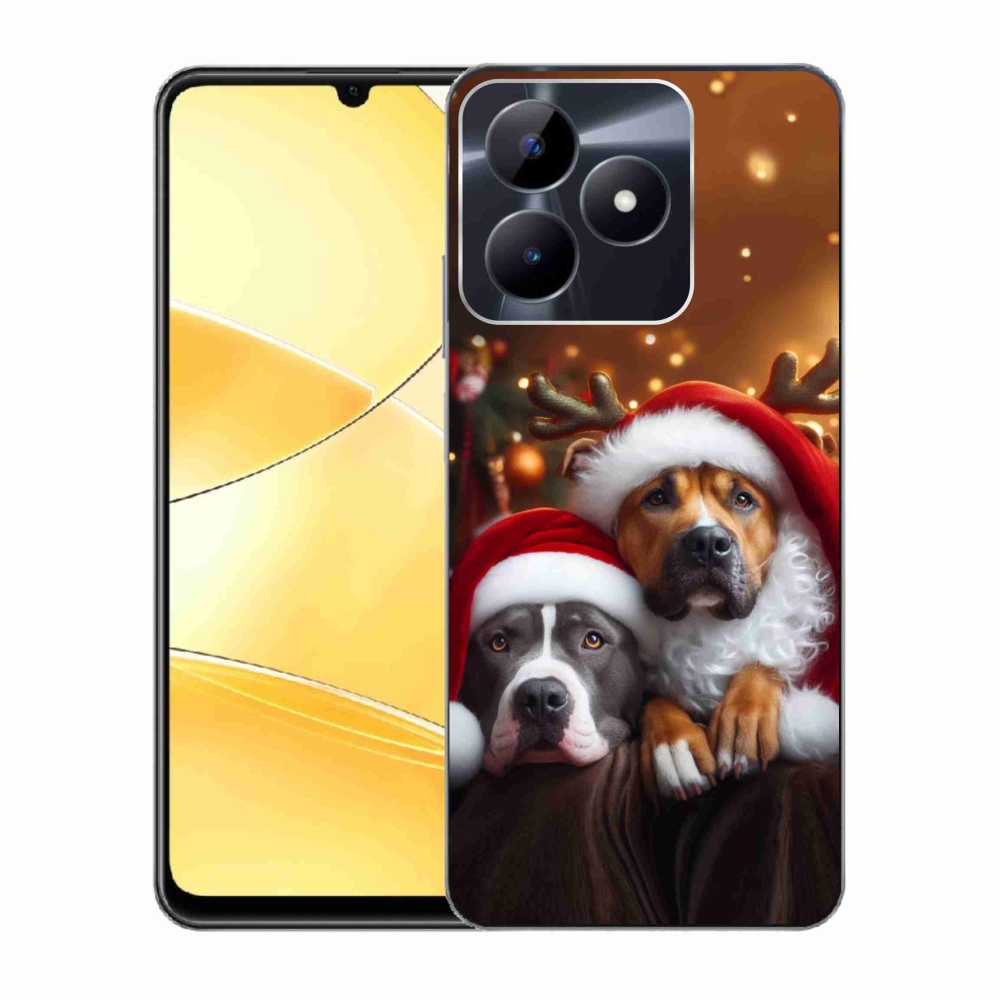 Gél borító mmCase a Realme C51/C53 készülékhez - Karácsonyi kutyák