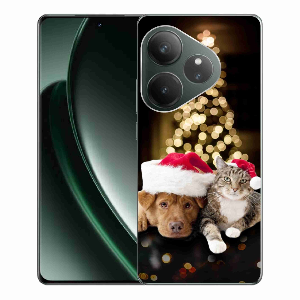 Gél borító mmCase a Realme GT 6 5G/GT 6T 5G - Karácsonyi kutya és macska számára