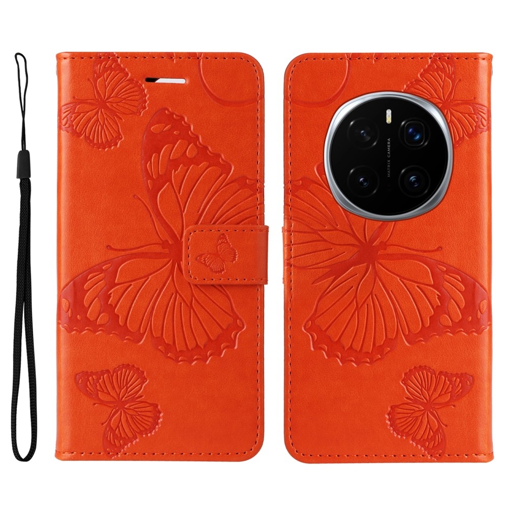 Nagy pillangó könyv tok a Honor Magic 7 Pro 5G számára - narancssárga