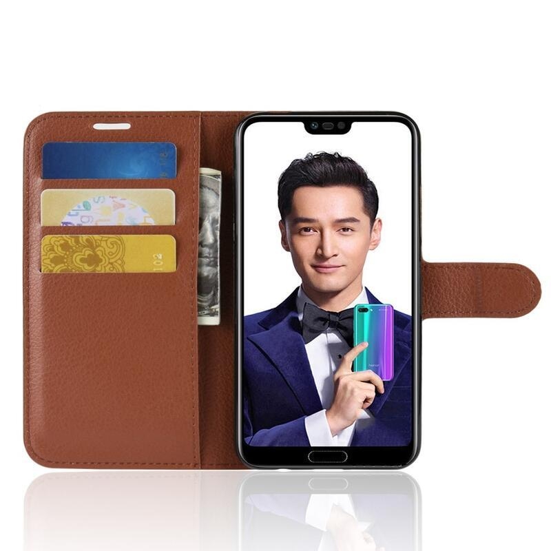 Fal PU bőr tok Honor 10 - barna