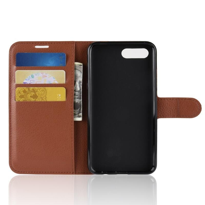 Fal PU bőr tok Honor 10 - barna