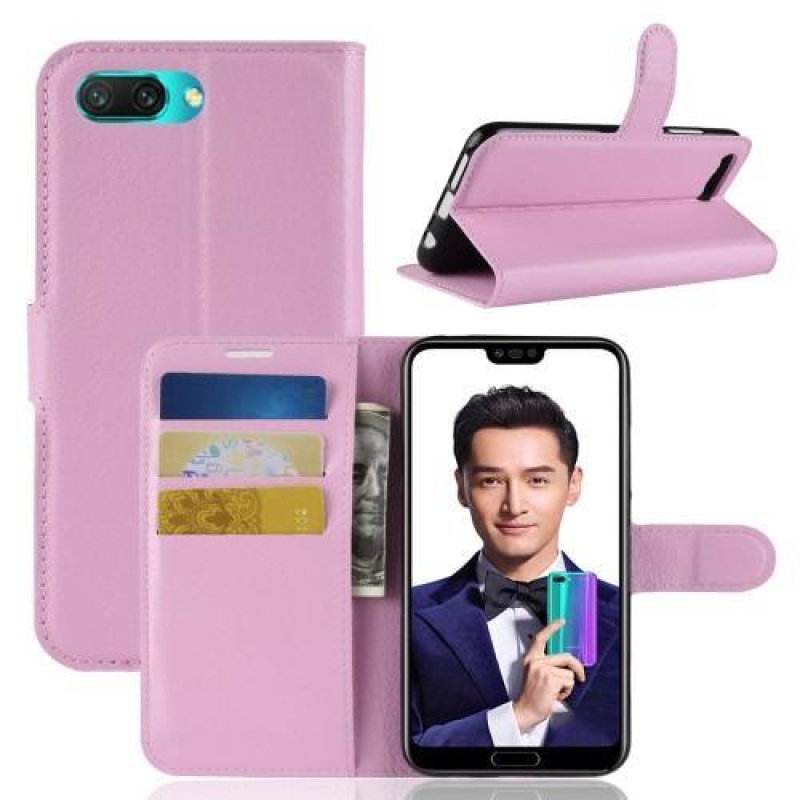 Fal PU bőr tok Honor 10 - rózsaszín