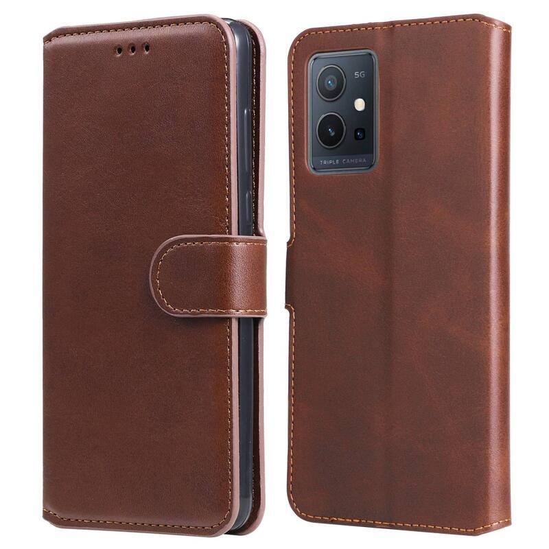 Tárca pénztárca tok Vivo Y55 5G-hez - barna