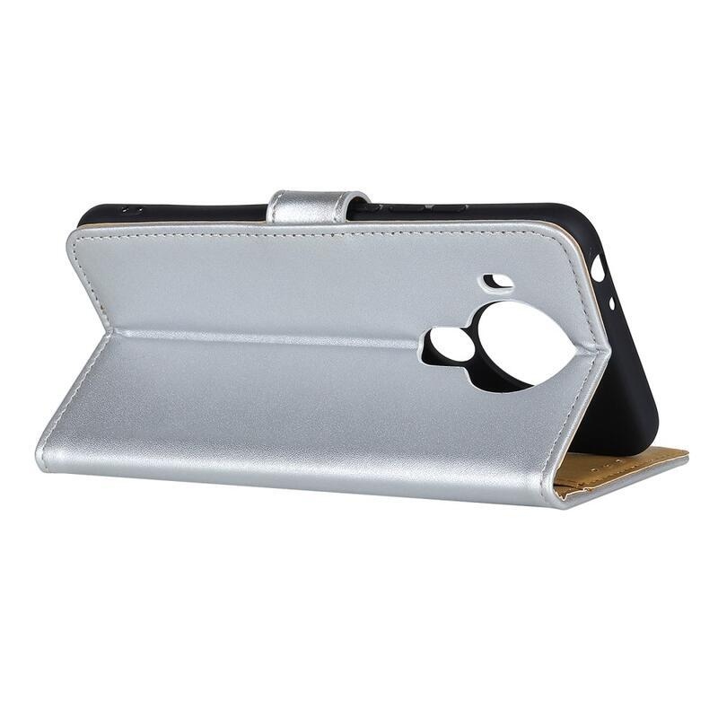 Tárca PU bőr pénztárca tok Nokia 5.4 készülékhez - ezüst színű