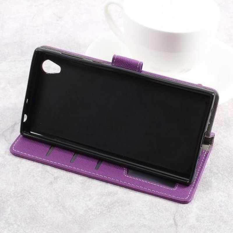 Tárca PU bőr tok Sony Xperia L1 - lila