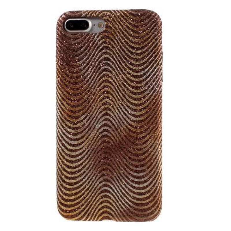 Hullámos műanyag tok iPhone 7 Plus és iPhone 8 Plus készülékhez - barna színben