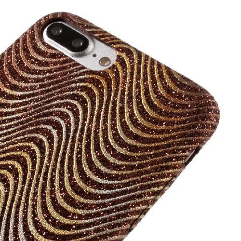Hullámos műanyag tok iPhone 7 Plus és iPhone 8 Plus készülékhez - barna színben