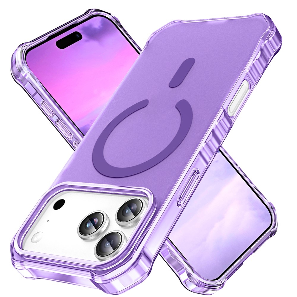 Hullámos, merev hátú, MagSafe-kompatibilis gél tok az iPhone 18 Pro/17 Pro-hoz – lila