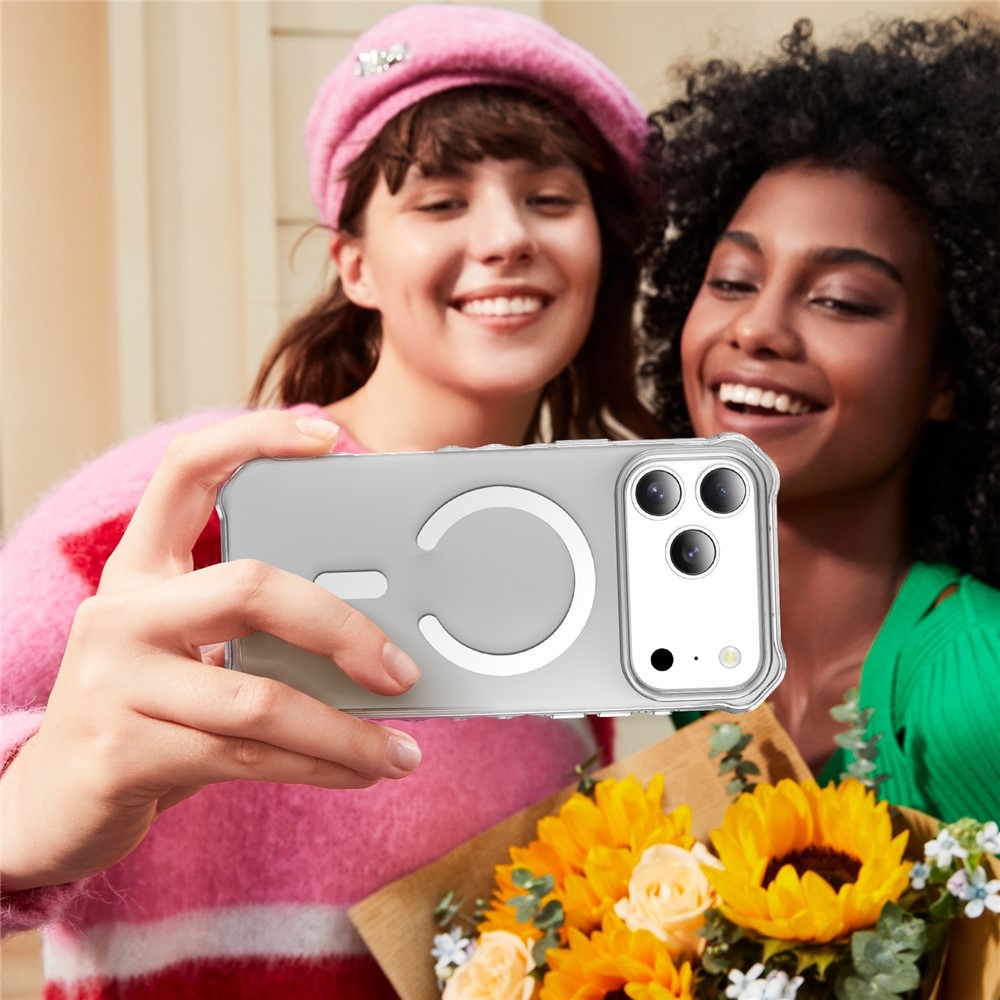 Hullámos, merev hátlapos és MagSafe-kompatibilis gél tok az iPhone 18 Pro/17 Pro-hoz – átlátszó