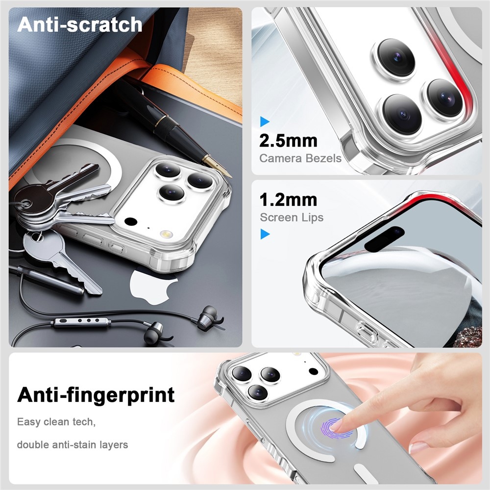 Hullámos, merev hátlapos és MagSafe-kompatibilis gél tok az iPhone 18 Pro/17 Pro-hoz – átlátszó