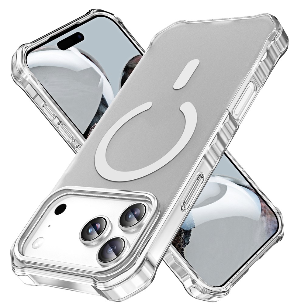 Hullámos, merev hátlapos és MagSafe-kompatibilis gél tok az iPhone 18 Pro/17 Pro-hoz – átlátszó