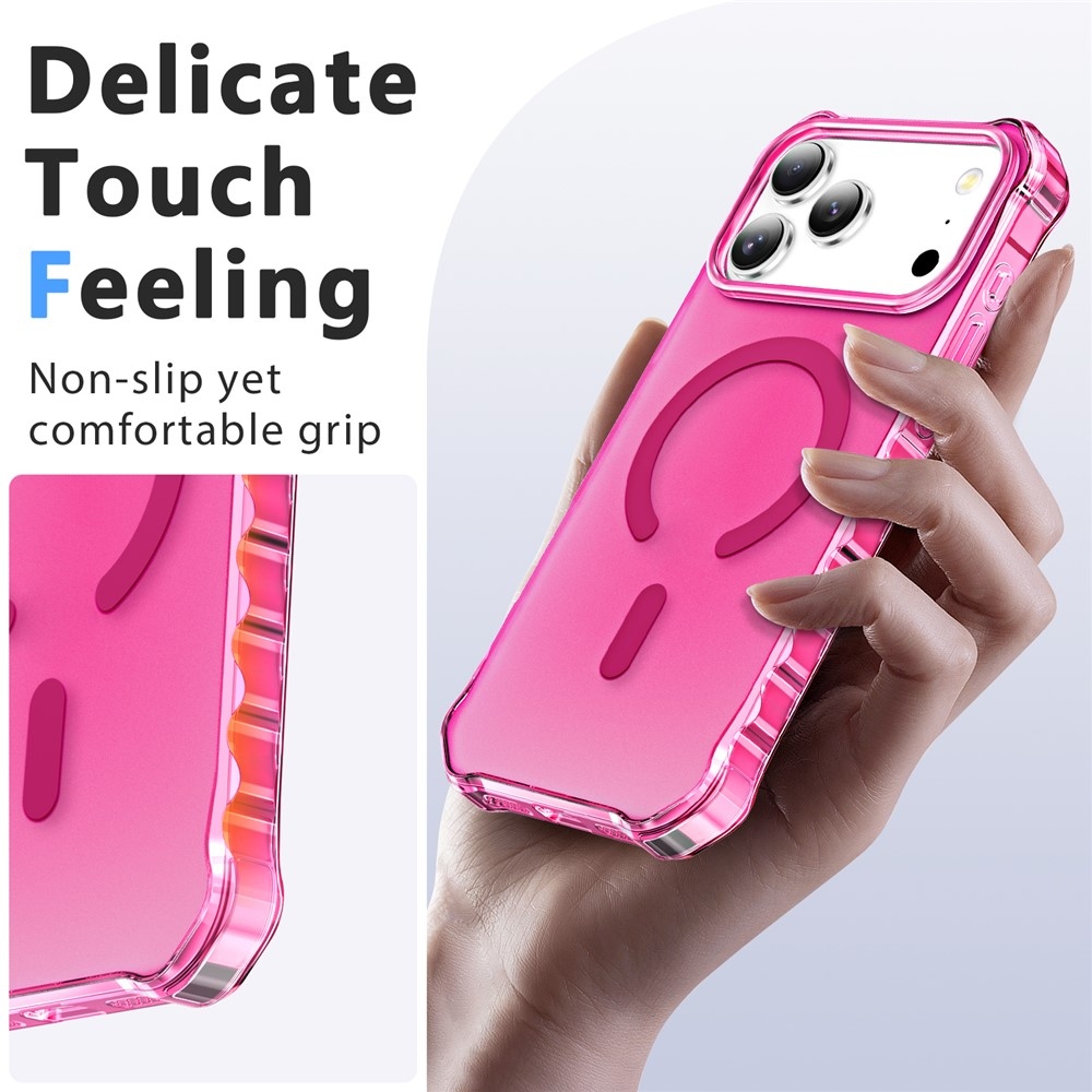 Hullámos gél tok merev hátlappal és MagSafe-vel az iPhone 18 Pro/17 Pro-hoz – rózsaszín