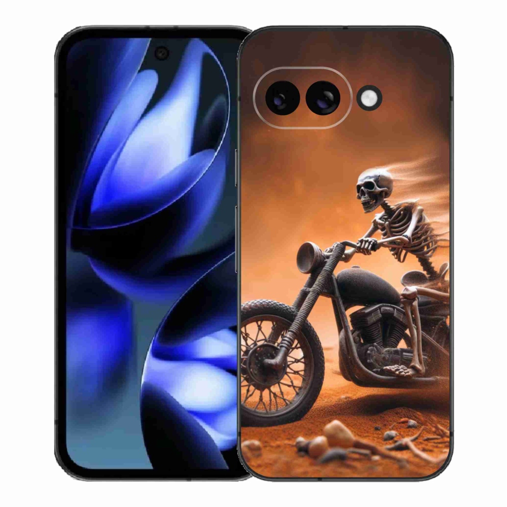 Gél borítás mmCase a Google Pixel 9a számára - csontváz egy motorkerékpáron