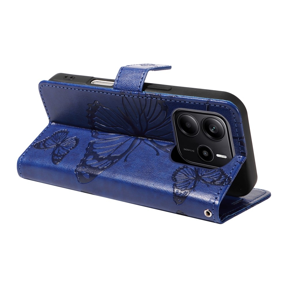 Nagy pillangó könyv tok a Xiaomi Redmi Note 14-hez - kék