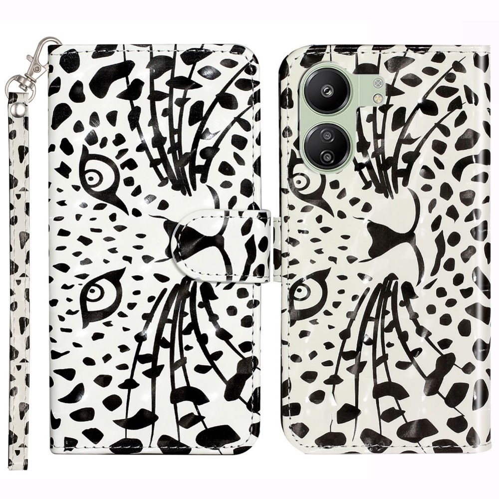Dekorációs könyvtáska Xiaomi Poco C65/Redmi 13C - leopárdos arc