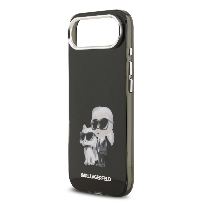 Karl Lagerfeld IML Aquarelle Karl és Choupette hátlapi borító iPhone Air készülékhez Fekete
