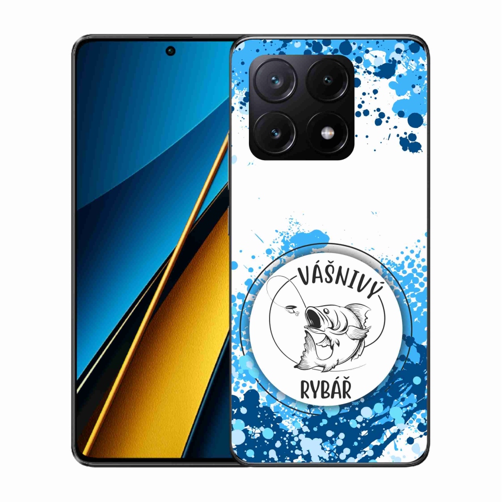 Gél borító mmCase a Xiaomi Poco X6 Pro 5G számára - szenvedélyes halász fehér háttérrel