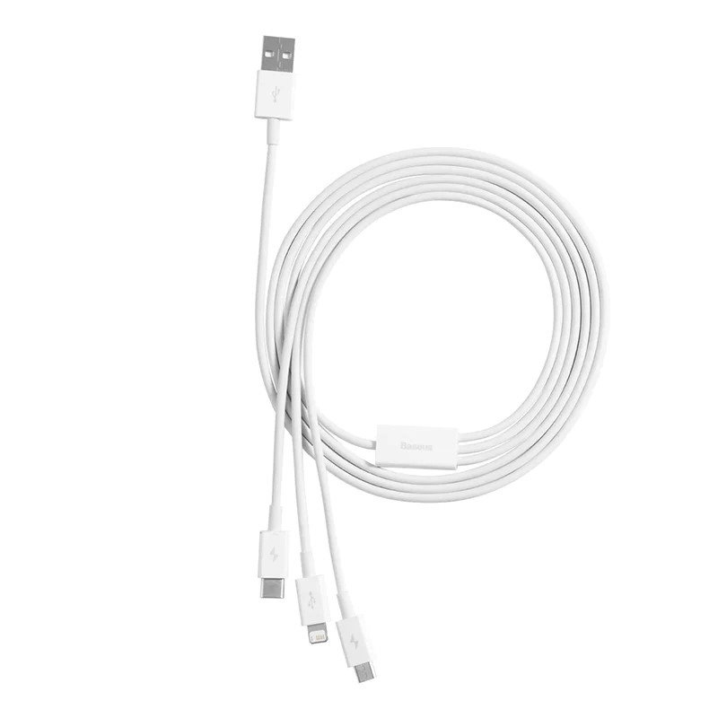Baseus Superior sorozatú gyors töltő adatkábel USB-A - USB-C/microUSB/Lightning 3.5A 1m Stellar White
