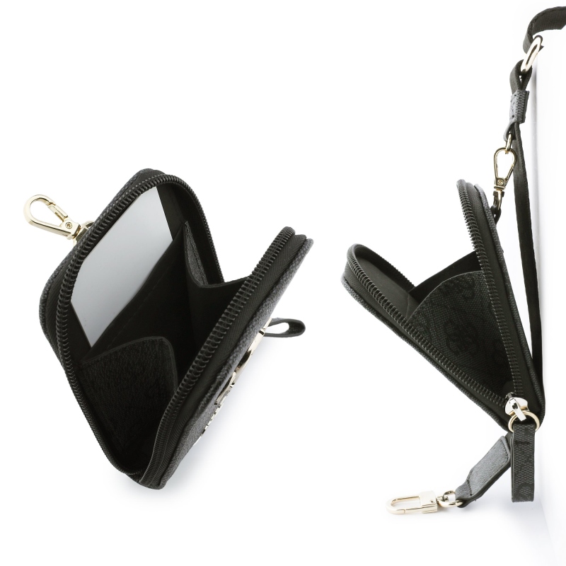 Guess Crossbody Strap PU 4G fém logó + pénztárca fekete