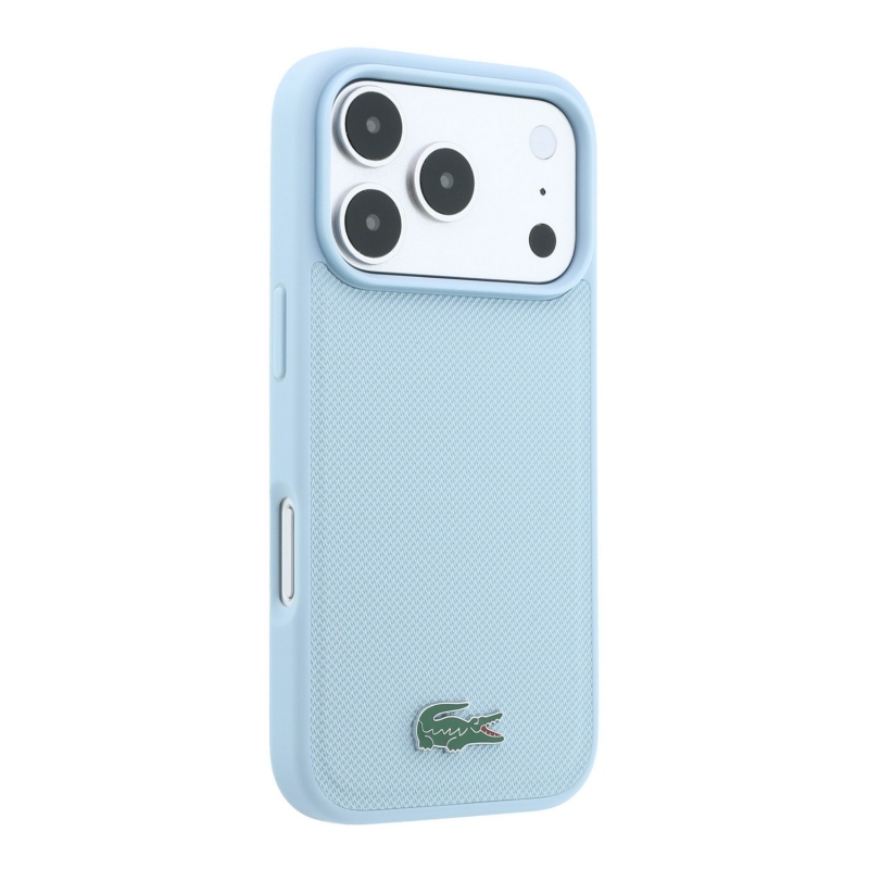 Lacoste PVC Iconic Petit Pique fém logós MagSafe hátsó tok iPhone 18 Pro Max-hoz, kék