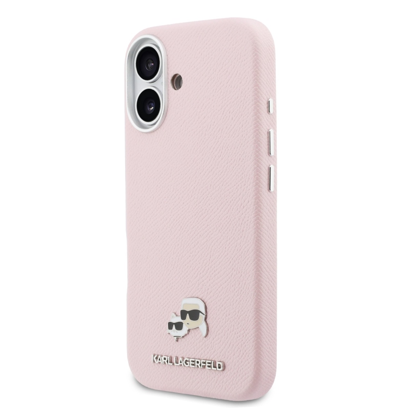 Karl Lagerfeld PU Karl és Choupette fejek Pins MagSafe hátlapi borító iPhone 17 rózsaszínhez