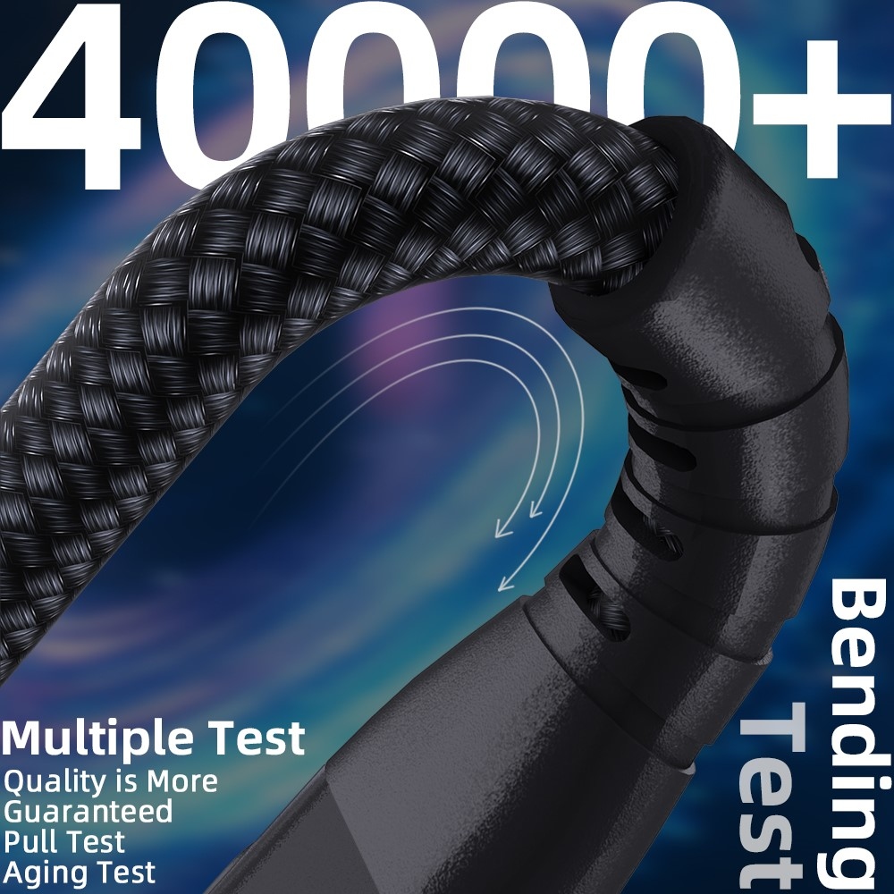 Nejlon USB-C / USB-C kijelzőkábellel 3m 60W - fekete