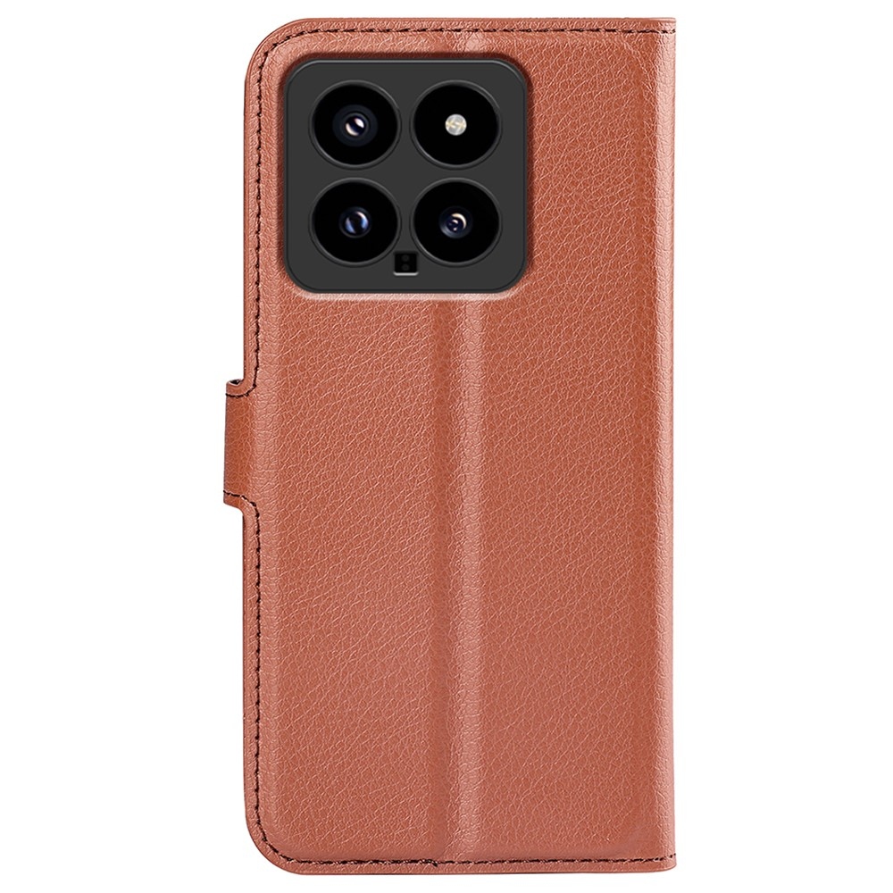 Litchi könyv tok a Xiaomi 14-hez - barna