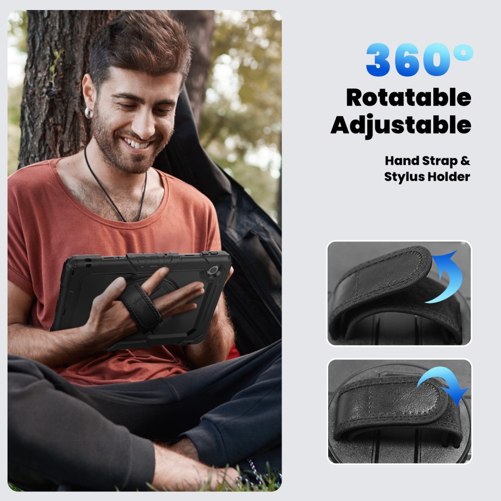 Strap Tartós borító kéztartóval és vállpánttal Lenovo Tab 10.1 (2025) - Fekete