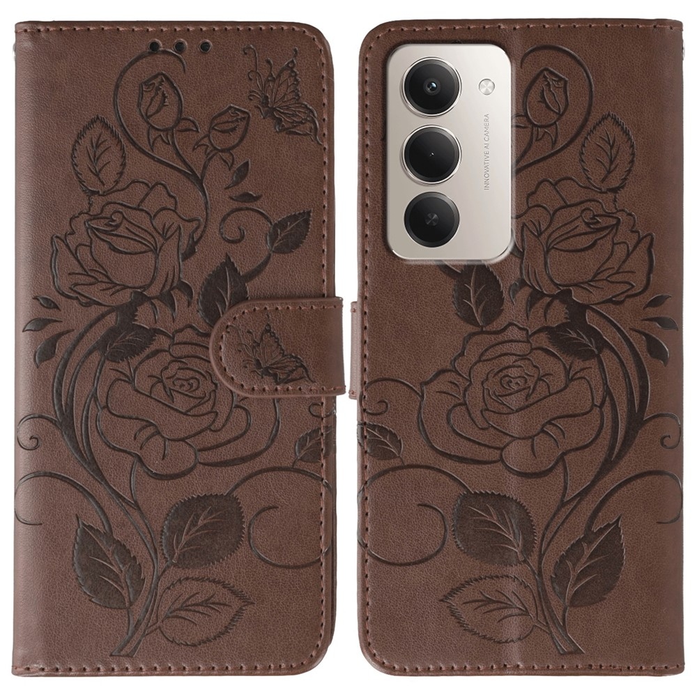 Rózsás könyv tok Xiaomi Redmi 15 5G - barna