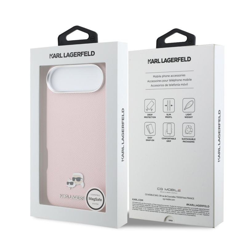 Karl Lagerfeld PU Karl és Choupette fejek Pins MagSafe hátlapi borító iPhone Air rózsaszínhez