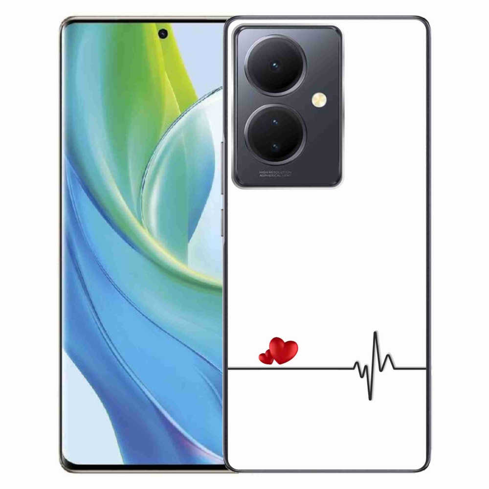 Gél borító mmCase a Vivo V29 Lite 5G-n - szív és szívverés fehér háttérrel
