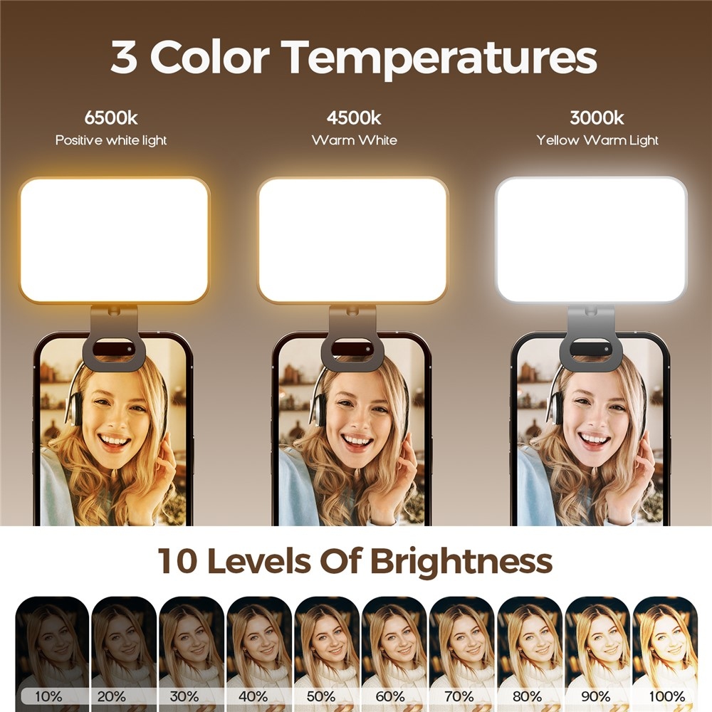 LED mobiltelefon-világítás csipesszel - rózsaszín