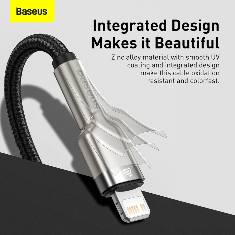Baseus Cafule Metal sorozatú adatkábel USB-C - világítás 20W 2m fekete