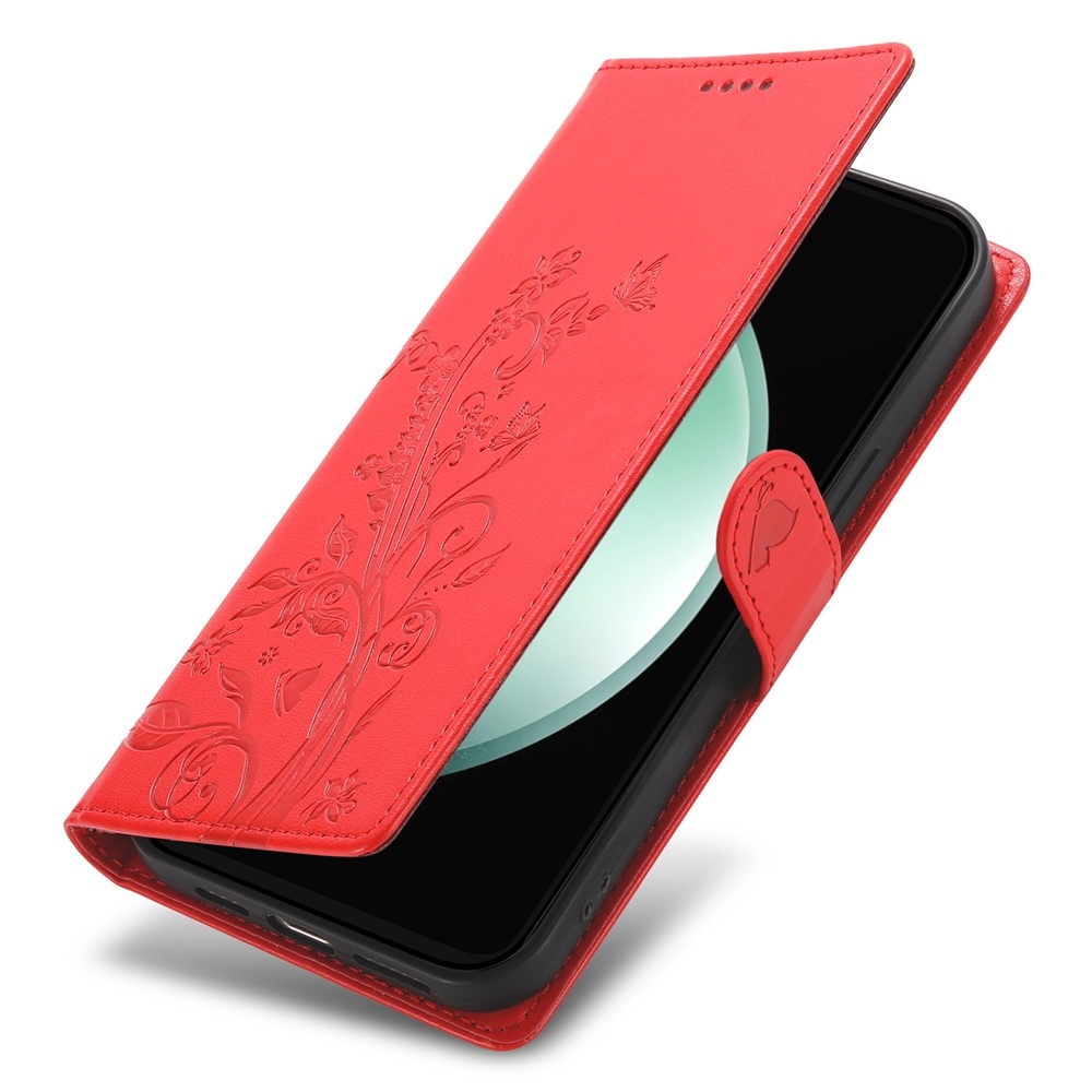 Virágok könyv tok Samsung Galaxy S25 FE készülékhez - piros