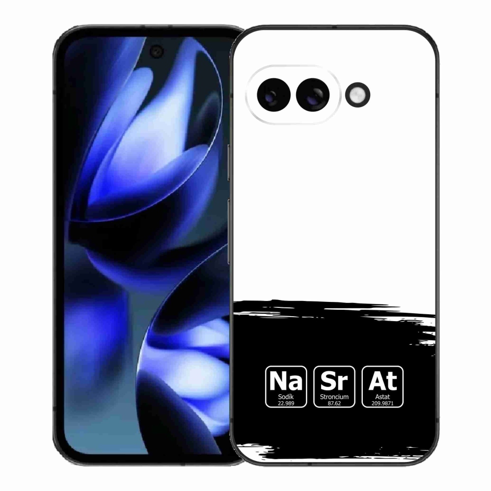 Gél borítás mmCase a Google Pixel 9a - kémiai elemek fekete és fehér háttérrel