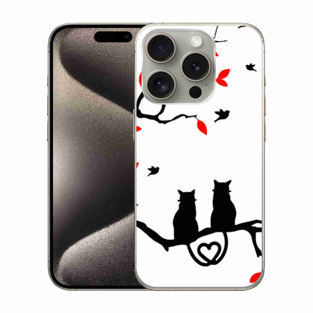 Zselés borítás mmCase iPhone 15 Pro készülékhez - macska szeretet