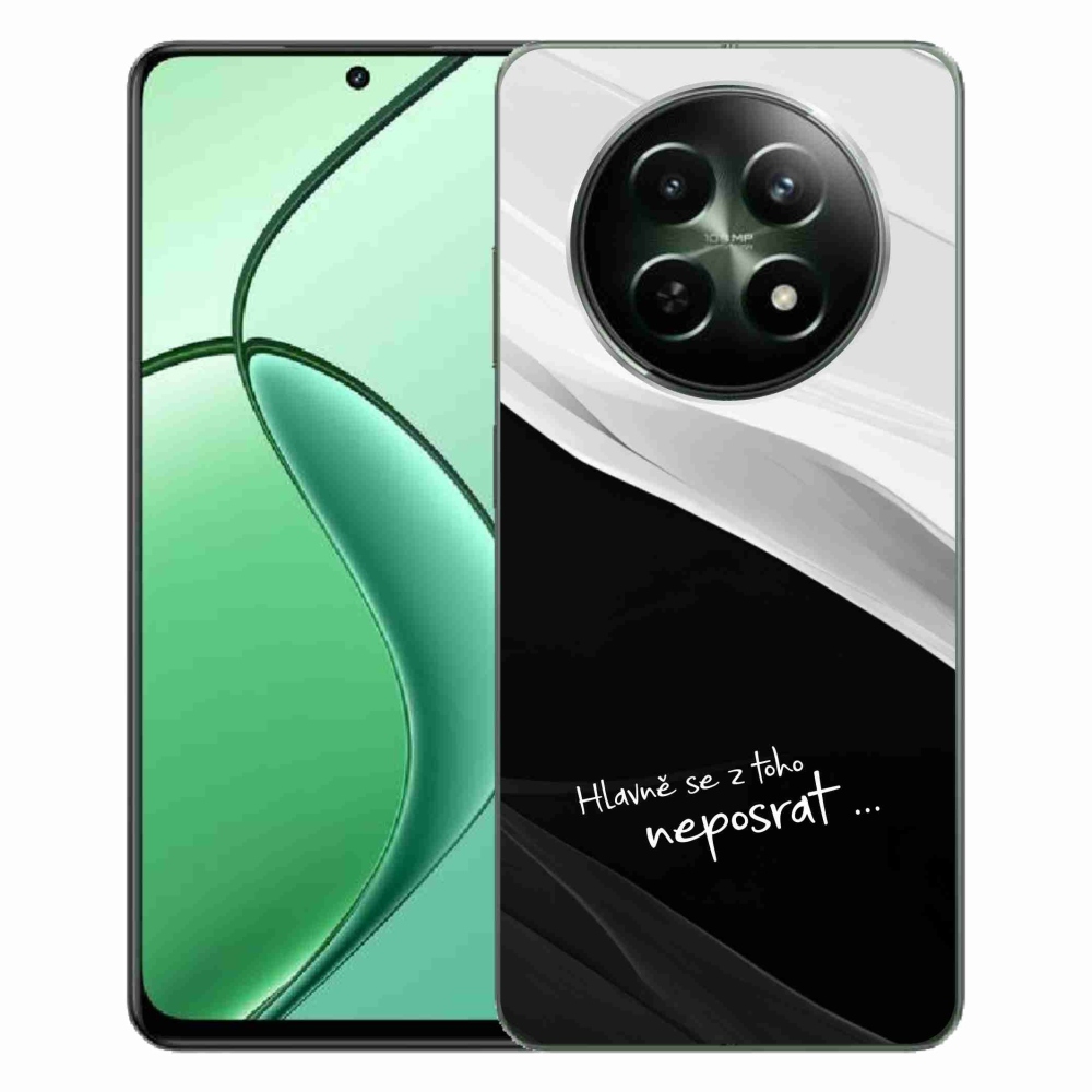 Gél borító mmCase a Realme 12 5G/12x 5G készülékhez - vicces szöveg 13 fekete-fehér háttérrel