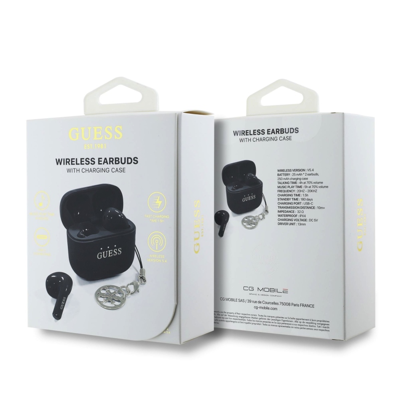 Guess Classic Logo Charm TWS vezeték nélküli fejhallgató fekete