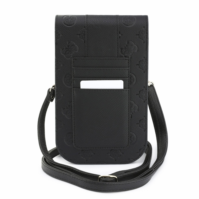 Guess PU 4G Peony Stripe Metal Logo mobiltelefon-táska, fekete