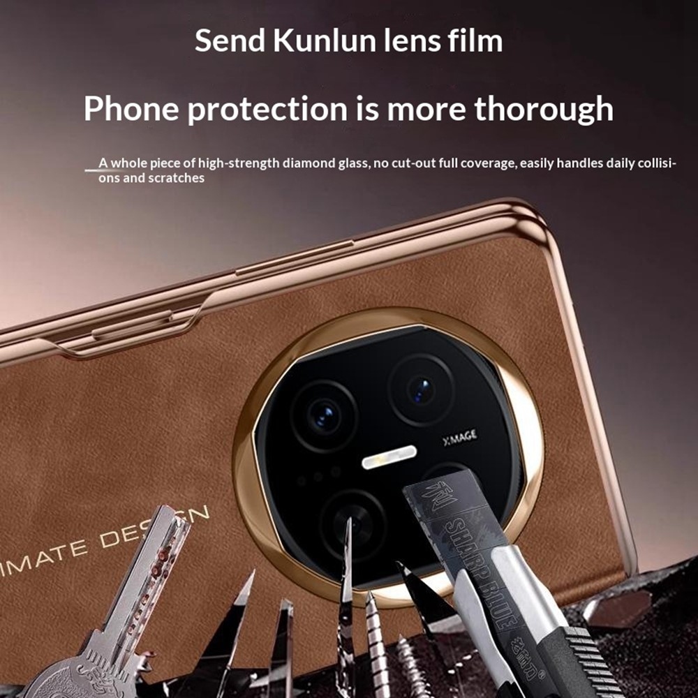 Window műanyag tok ablakkal és műbőr borítással a Huawei Mate X7-hez – barna
