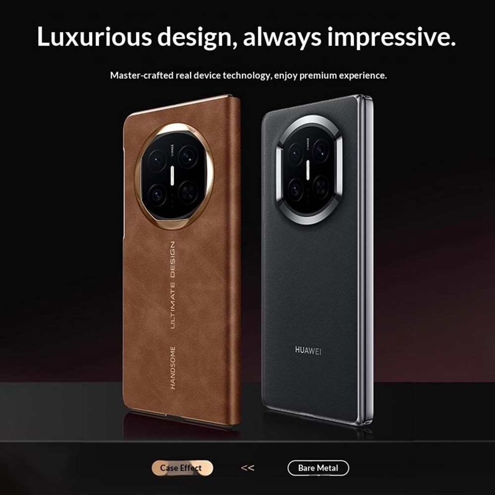 Window műanyag tok ablakkal és műbőr borítással a Huawei Mate X7-hez – barna