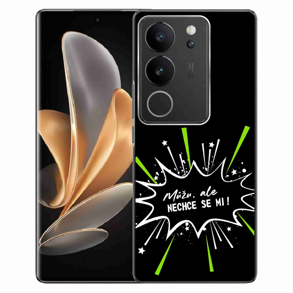 Gél borító mmCase a Vivo V29 5G készülékhez - vicces szöveg 11 fekete háttér