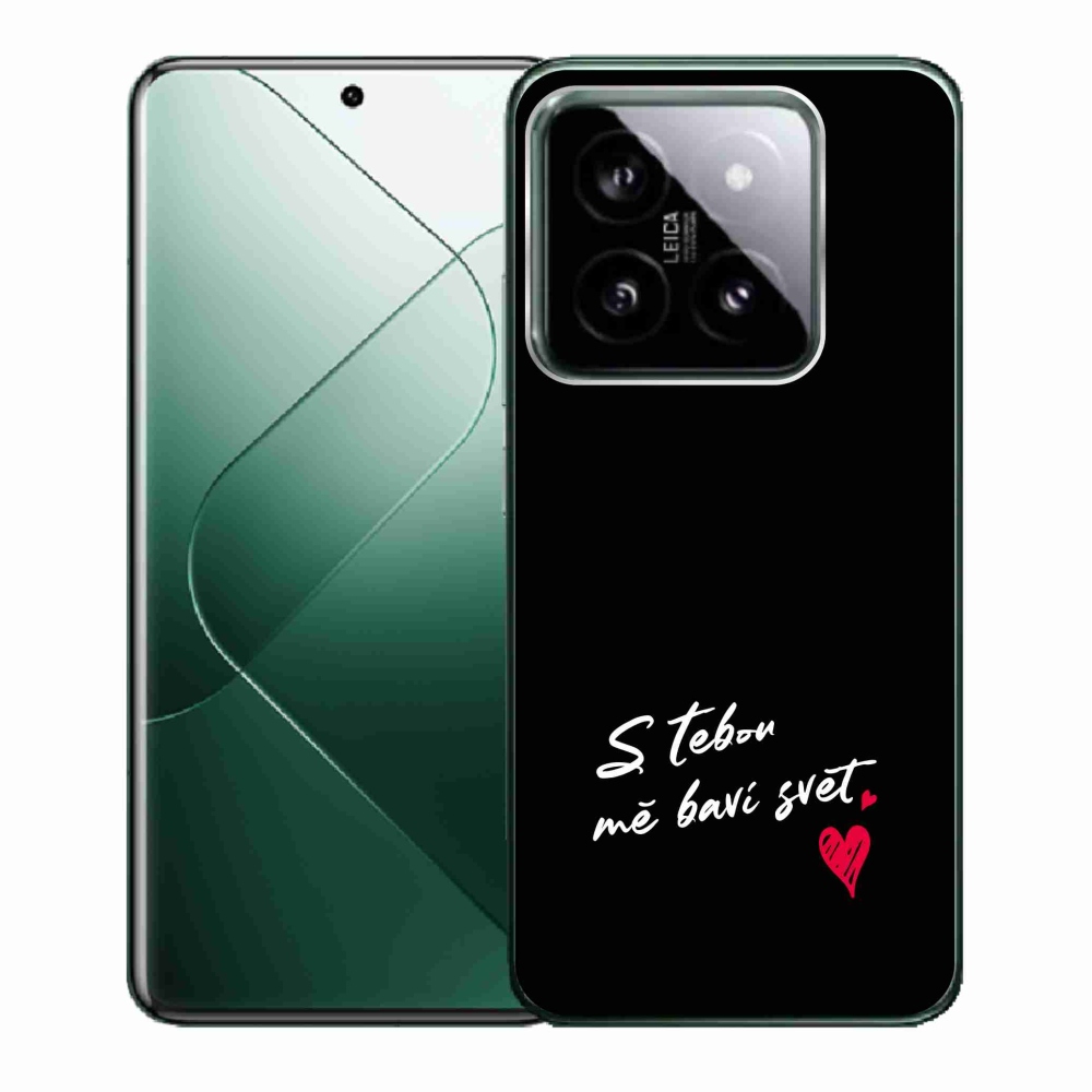 Gél borító mmCase a Xiaomi 14-hez - szöveg szerelemben 1 fekete háttérrel