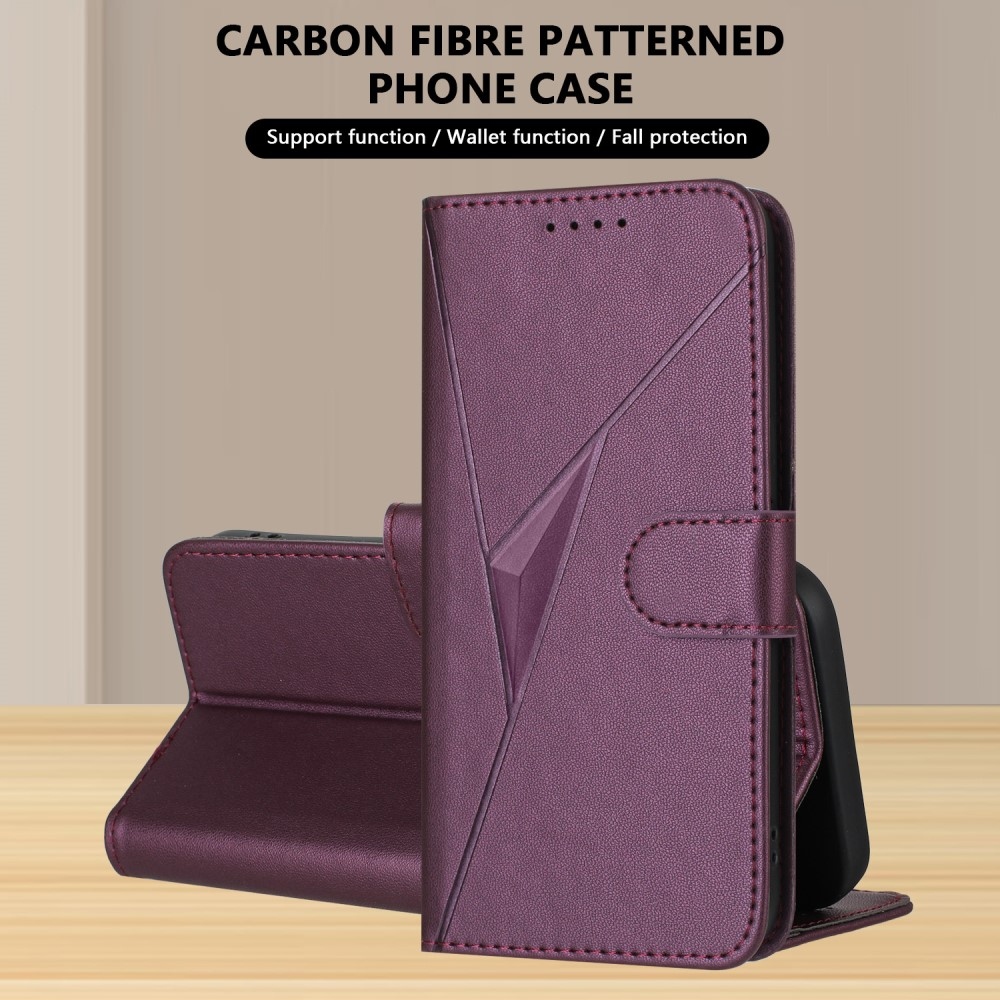 Háromszögek könyvtáska a Realme 14 5G készülékhez - sötétlila